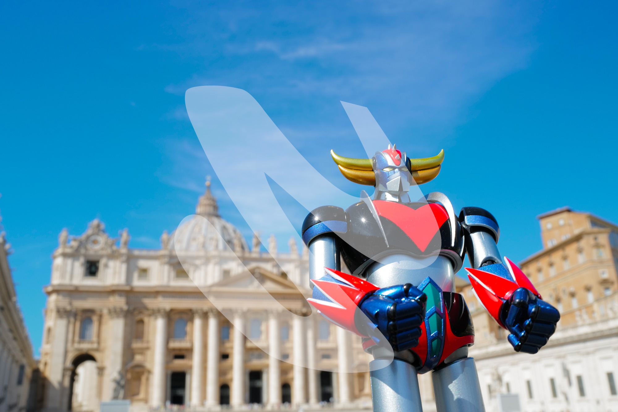 Goldorak sur la place Saint-Pierre devant le Vatican