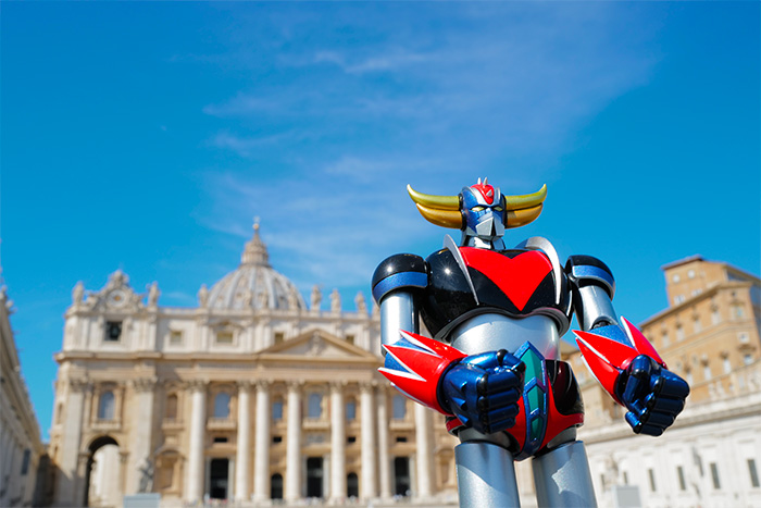 Goldorak sur la place Saint-Pierre devant le Vatican